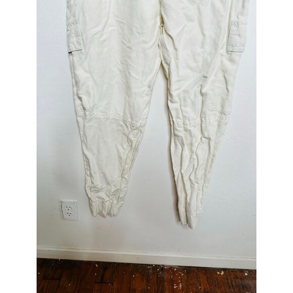 VINCE Women's White Linen Blend Wide Leg Loose Fit Cargo Pants Size 10 - Picture 8 of 16
